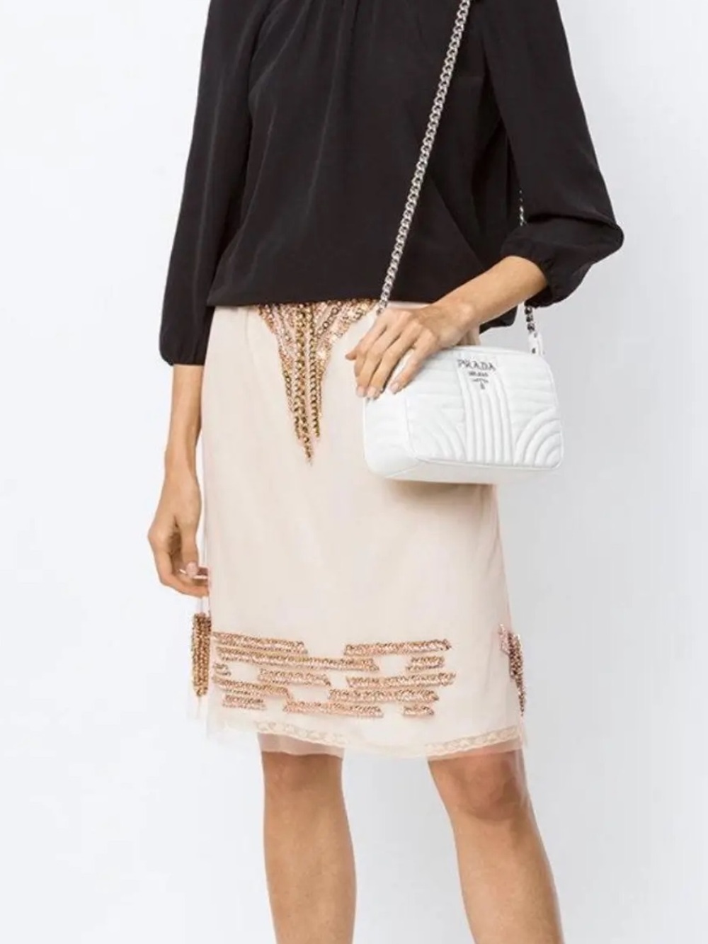 NEW Prada Sheer Sequin and Beaded Pink Runway Skirt
